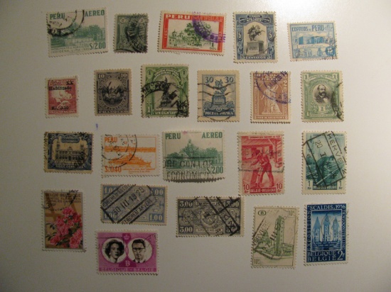 Vintage stamps set of: Belgium & Peru