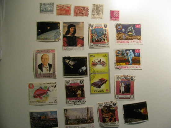 Vintage stamps set of: Denmark & Yemen