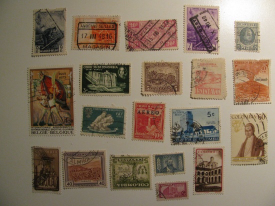 Vintage stamps set of: Belgium & Colombia