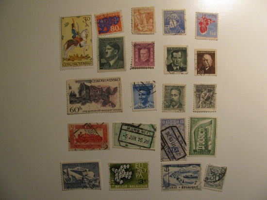 Vintage stamps set of: Belgium & Czechoslovakia
