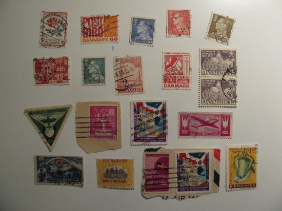 Vintage stamps set of: Denmark & Dominican Republic