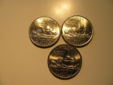 US Coins: 3xUNC 2000-P Virginia Quarters