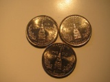 US Coins: 3xUNC 2000-P Maryland Quarters