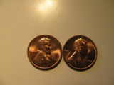 US Coins: 2xBU/Very clean 1962 pennies