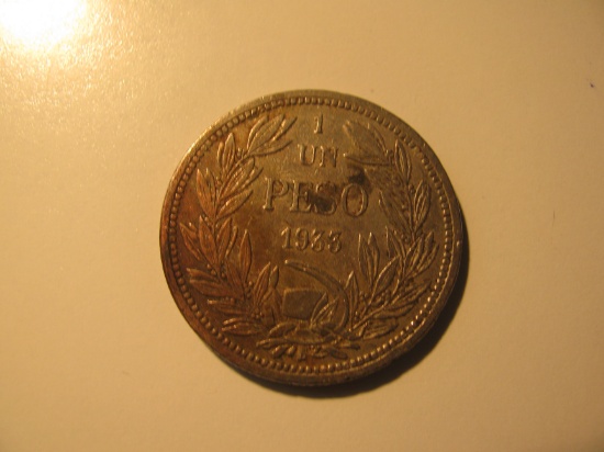 Foreign Coins: 1933 Chile 1 Peso