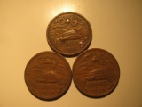 Foreign Coins: 1944, 1953 & 1956 Mexico 20 Centavos