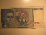 Foreign Currency: 1990 Jugoslavia 500 Dinara
