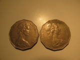 Foreign Coins:  1972 & 1981 Australia 50 cents big coins