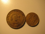 Foreign Coins:  1961 South Africa Penny & 1996 Africa Borwa 50 C.