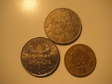 Foreign Coins:  1980, and 1971 Kenya 1 Shillings  & 1974 Morocco 20 Kurus