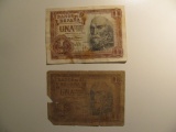 Foreign Currency: 2x Spain 1953 1 Pesetas