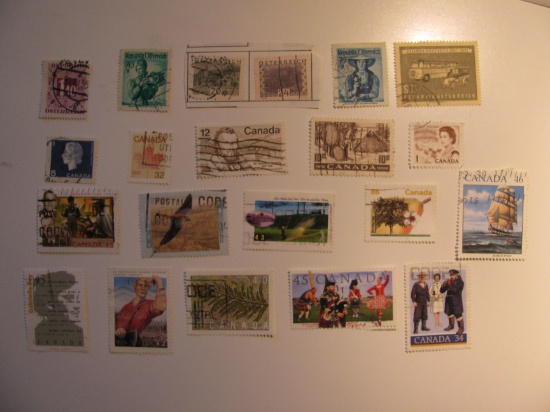 Vintage stamps set of: Austria & Canada