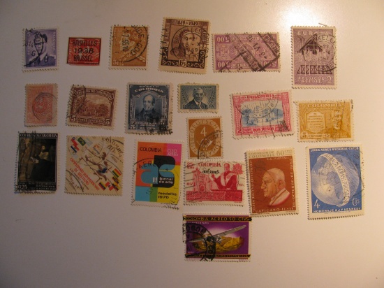 Vintage stamps set of: Belgium & Colombia