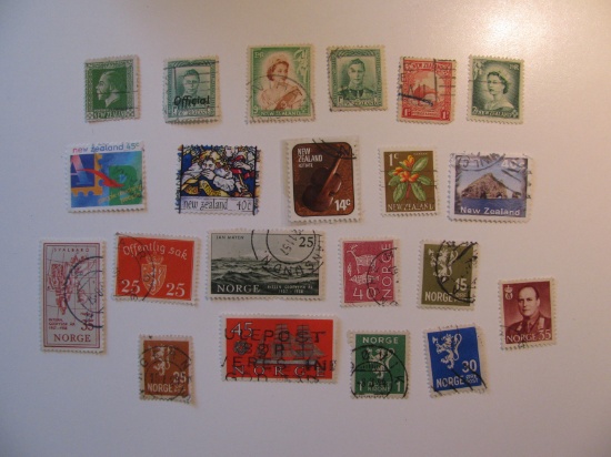Vintage stamps set of: Norway & New Zealand