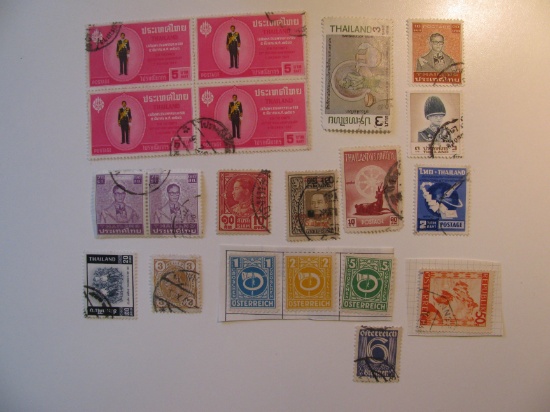 Vintage stamps set of: Austria & Thailand