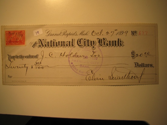 Vintage Check: 1899 National City Bank