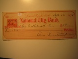 Vintage Check: 1898 National City Bank