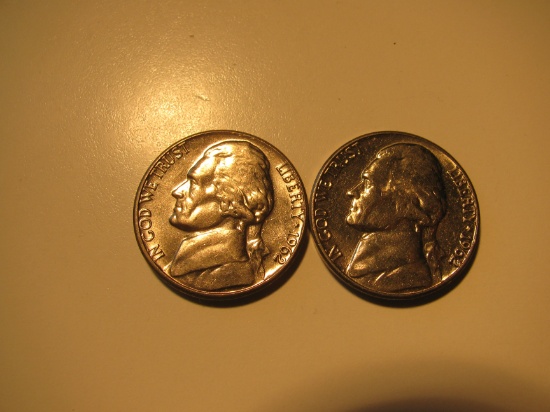 US Coins: 2x1962-D UNC 5 Cents