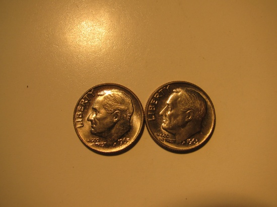 US Coins: 2xClean 1965 10 Cents