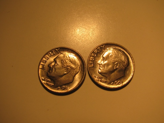 US Coins: 2xClean 1965 10 Cents