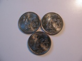 US Coins: 3xUNC 2000-P Massachusetts Quarters