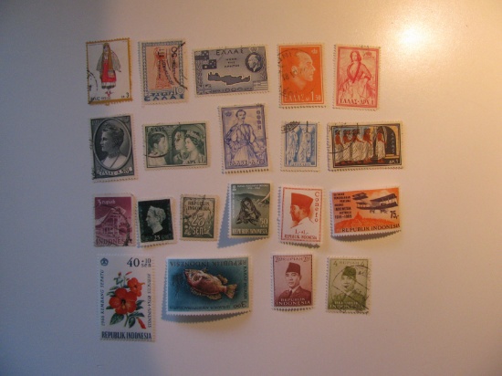 Vintage stamps set of: Greece & Indonesia