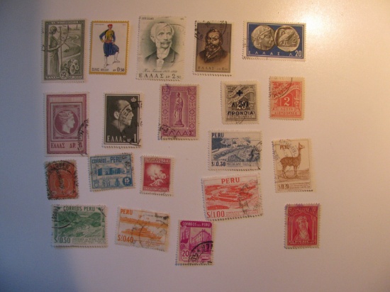 Vintage stamps set of: Greece & Peru