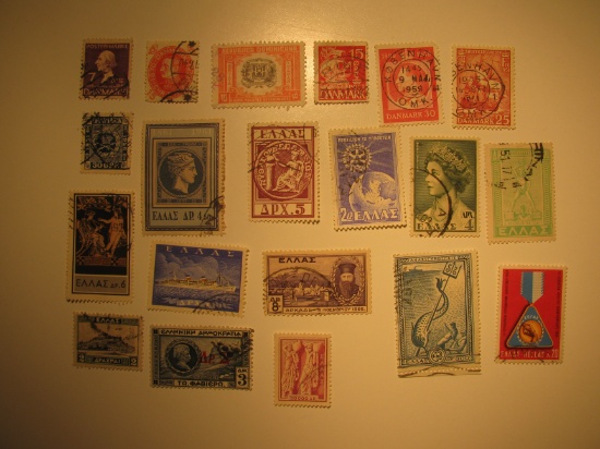 Vintage stamps set of: Denmark & Greece