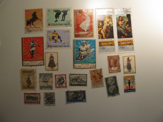 Vintage stamps set of: Greece & Yemen
