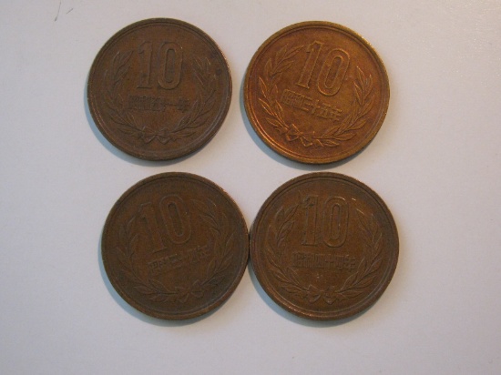 Foreign Coins:  4x Japan 10 yens