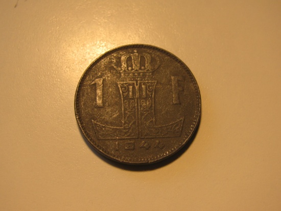 Foreign Coins: WWII 1944 Belgium 1 Francs