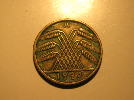 Foreign Coins: 1924 Germany 10 Pfennig