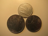 Foreign Coins:  Italy 1955 10, 1981 50 + 1975 100 Lires