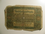 Foreign Currency: 1920 Germany 10 Mark