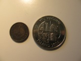 Foreign Coins:  1909 Denmark 1 Ore & 2004 Iceland 10 Krona