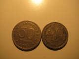 1971 Indonesia 50 Rupiah & 1963 India 50 Pice