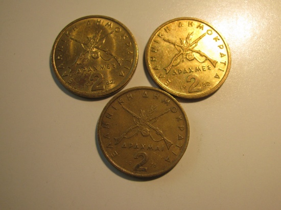 Foreign Coins:  Greece 1976  & 2x1982 2 Drachmas