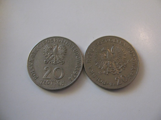 Foreign Coins: Poland 1974 & 76 20 Zloyches