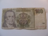 Foreign Currency: 1996 Yugoslavia 100 Dinara