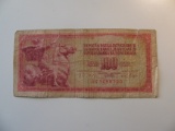 Foreign Currency: 1965 Yugoslavia 100 Dinara