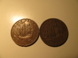 Foreign Coins: 1952 & 1957 Great Britain 1/2 Pennies