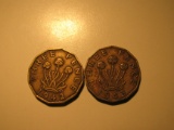 Foreign Coins: WWII 1942 & 1943  Great Britain 3 Pences