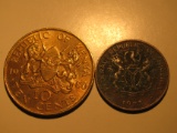 Foreign Coins: 1980 Kenya 10 Cents & 1973 Nigeria 1 Kobo