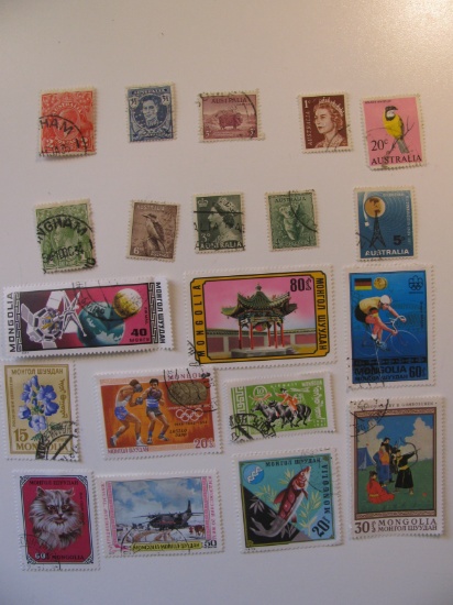 Vintage stamps set of: Australia & Mongolia