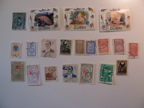 Vintage stamps set of: Dubai, Egypt & Turkey