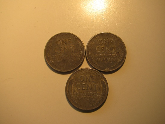 US Coins: 3x 1943 Steel pennies