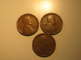 US Coins: 3x1924 Wheat Pennies