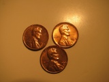 US Coins: 3xBU/Very clean 1964-D pennies