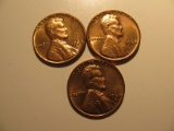 US Coins: 3xBU/Very clean 1964-D pennies