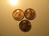 US Coins: 3xBU/Very clean 1964-D pennies